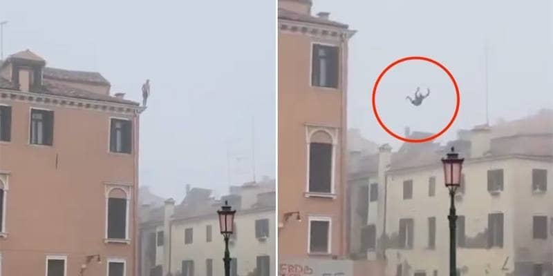 Si lancia dal tetto di un palazzo nel canale di Venezia