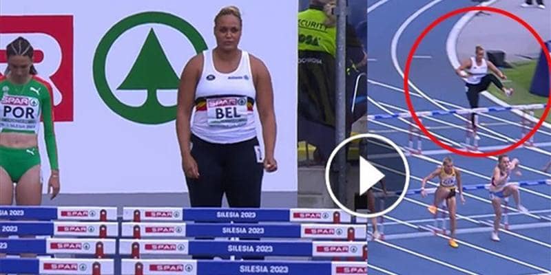 Il video della pesista belga che ha corso i 100 metri ostacoli agli Europei a squadre di atletica
