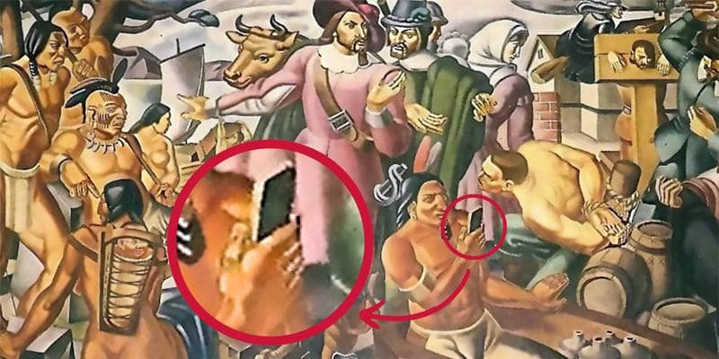 Quest'uomo dipinto nel 1937 si sta scattando un selfie con lo smartphone?