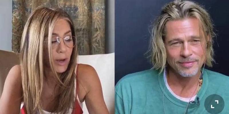 Jennifer Aniston e Brad Pitt recitano una scena di flirt