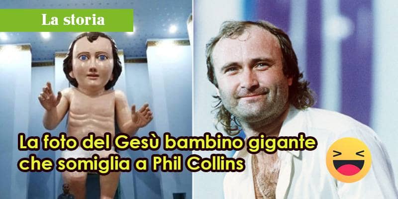 La foto del Gesù bambino gigante che somiglia a Phil Collins